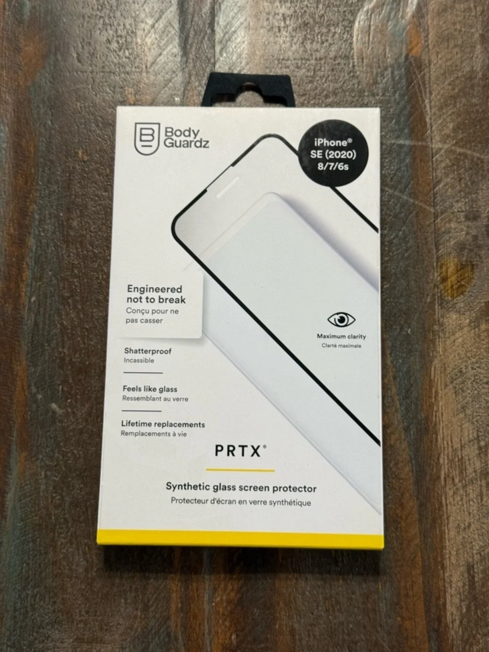 iPhone SE (2020) 8/7/6s BodyGuardz PRTX Synthetic Glass Clear Protector NWT